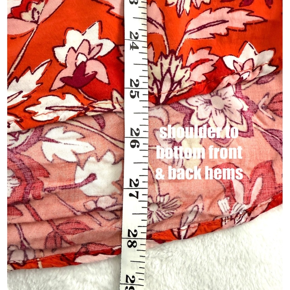Old Navy Peasant Top Womens XXL TTG Orange Boho Cottagecore Romantic Floral Fall - Picture 8 of 8